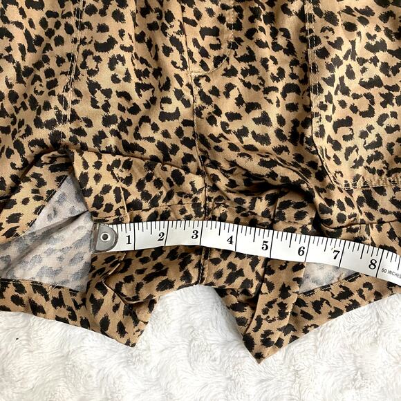 Aerie Tan Leopard Print Camp Paper Waist Lyocell Pull-on Summer Beach Shorts S - Picture 8 of 8